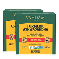 VAHDAM Organic Turmeric + Ashwagandha Herbal Tea | 15 Tea Bags of Immunity Tea | Certified USDA Organic | Pure Detox Tea