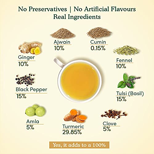 VAHDAM - Organic Ayurvedic Kadha Tea (50 Ayush Kadha Tea Bags) | Herbal Tea for Immunity | Grandma's  Kadha with Tulsi, Amla, Turmeric, Ginger, Black Pepper, Fennel, Cumin and Cloves