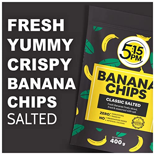 5:15PM Yellow Banana Chips Snacks - Fresh Crispy Banana Wafers Chips | Classic Salted Flavour – 400g Packet