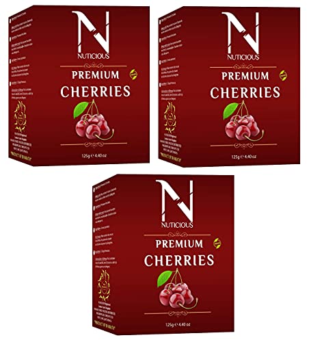 NUTICIOUS Premium Unsweetened Dried Cherries - 125G (Pack of 3)