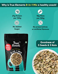 True Elements 8 in 1 Nuts and Seeds Mix 125gm - Mix of 76% Seeds & 23% Nuts | Seeds for Eating | Healthy Snacks | High in Protein