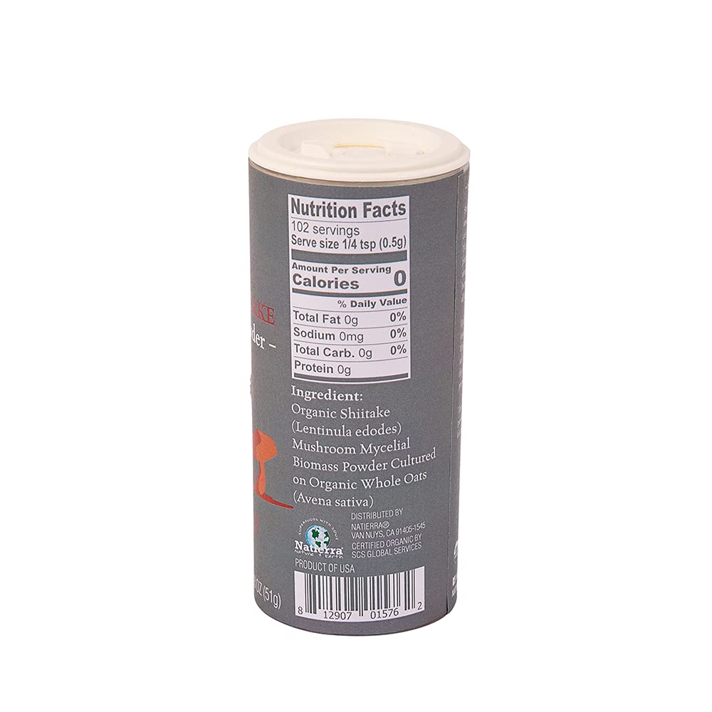 Natierra Organic Shiitake Mushroom Powder - No Salt Added Seasoning, 1.8 Ounce,(Pack of 1)