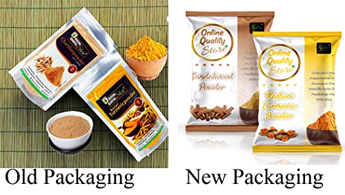 Online Quality Store Kasturi Turmeric Powder for Face + Pure Organic Sandalwood Powder |kasturi haldi powder,wild turmeric powder,kasturi manjal |chandan powder for face,skin(Pack of 2 ,100g each ,Total 200g Pack)