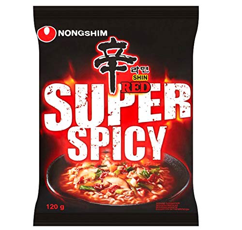 Food Library The Magic of Nature Nongshim Instant Red Super Spicy Noodles, 120g (Pack of 3) & Free Chopsticks 2 Pairs