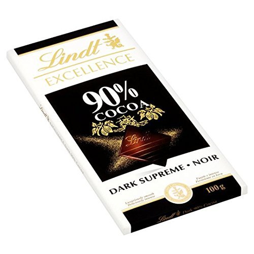 Lindt Excellence 90% Cocoa Dark Supreme Noir Chocolate Bar, 2 X 100 g