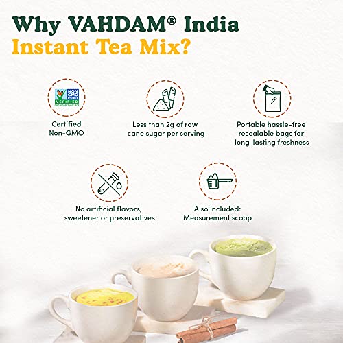 VAHDAM, INSTANT Tea Premix - Ginger (200g) | Real Ingredients - Black Tea & Ginger with Whole Milk Powder | Only 35 Calories Per Serving | 25 Servings