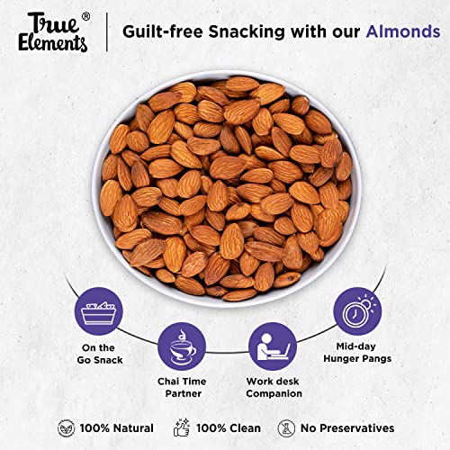True Elements Californian Almonds 200g - 100% Natural and Clean Dried Almonds | Badam Dryfruits