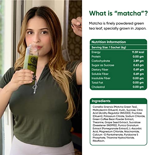 Tencha Iced Matcha, Pack of 5 + Tumbler | Japanese Matcha Iced Green Tea | Vitamin C, Energy & Detox Drink | Preservative Free, Antioxidants Rich | Pre Workout Boost | Manages Weight & Improves Focus