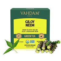 VAHDAM, Organic Giloy Neem Detox Green Tea Bags (15 TBs) | 100% Whole Leaf Green Tea for Weight Loss & Immunity | Detox Tea with HIGH ANTIOXIDANTS
