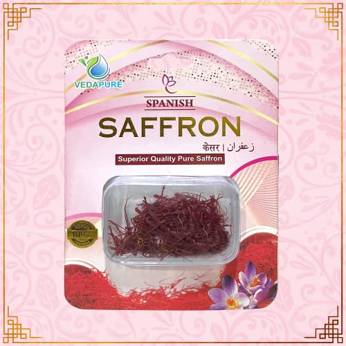 Vedapure Premium A++ Grade Kashmiri Saffron/Kesar Threads, 1gram (Kashmiri & Spanish Combo)