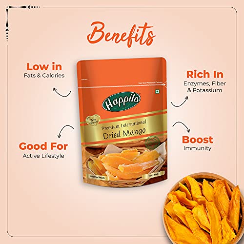 Happilo Premium International Dried Mango 200g | Plant Based Protein | Sweet taste of Real Mangoes anytime | 100% Natural & No Artificial Colors, Gluten Free, No Preservatives