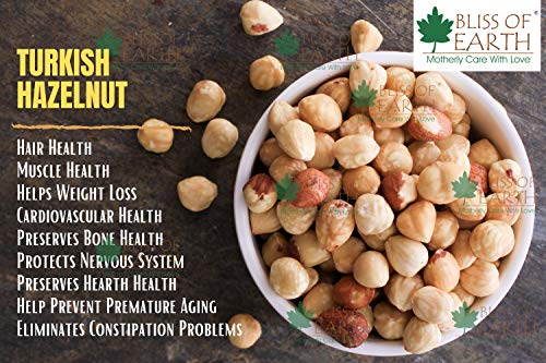 Bliss of Earth 200gm Turkish Hazelnuts, Raw & Dehulled, Healthy & Tasty