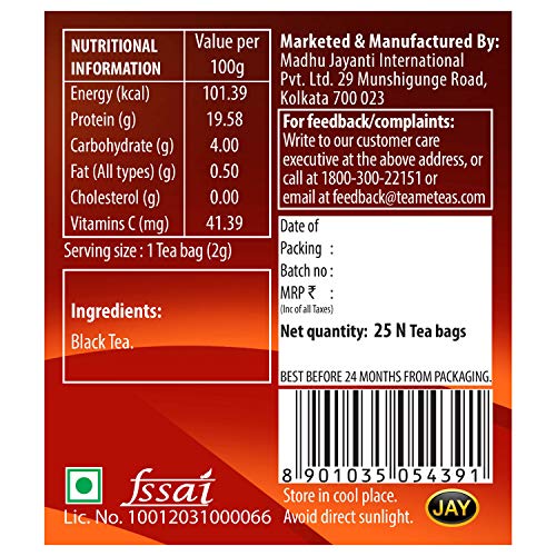 TE-A-ME Wake Up English Breakfast Black Tea, 25 Tea Bags | Premium Black Tea with Rich Flavour