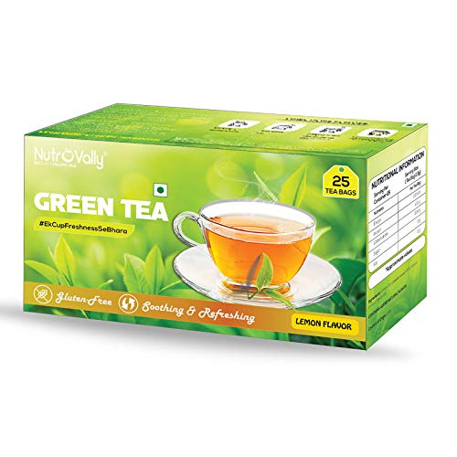 NutroVally green tea for weight loss & Build Immunity | premium tea leaf bags with active ingredients green tea ( green tea box ) - 25 Tea Bags