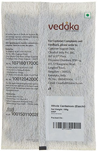Vedaka Whole Cardamom (Elaichi), 100g