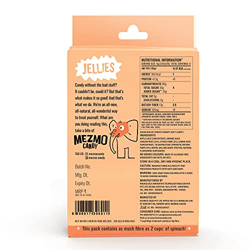 MEZMO Soft Jelly Fruit Candy with Natural Fruit Sugar 108gms 36 jellies (Pack of 3) - Tangelo Orange, Tarty Lemon, Very Strawberry