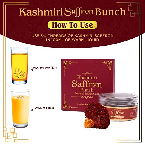 Vedapure A+ Grade Original Kashmiri Saffron/Kesar with Yellow Threads For Pregnant Women, Skin 5 Grams Bunch (Pack of 1)