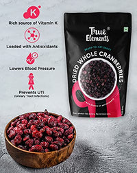 True Elements Dried Berries Combo 250g (Non-GMO Cranberries 125g & Dried Blueberries 125g) - Berries Mix | Healthy Snacks | Mixed Berries