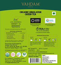 VAHDAM Organic Pure Himalayan Green Tea Bags (50 Green Tea Bags) - USDA Certified Organic Detox Green Tea for Weight Loss (Slim Tea)