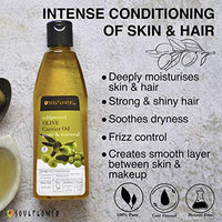 Soulflower Olive Carrier Oil for Moisturizing Skin & Face, Hair Nourishment, Makeup Primer - 100% Pure & Natural Undiluted Coldpressed Oil, 225ml