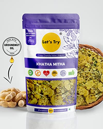 Let's  Try Khatta Meetha -| Made with Pure Groundnut Oil | Snack Without Palm Oil | No additives & Preservatives | 100% Natural Indian Authentic Taste |250gm