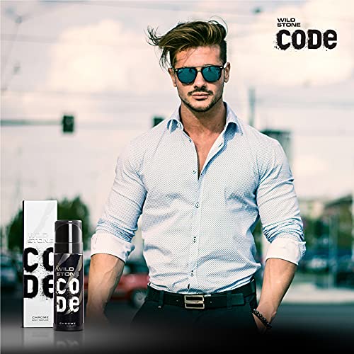 Wild Stone Code Chrome No Gas Body Perfume for Men, Long Lasting Masculine Fragrance for Office Wear -120 ml