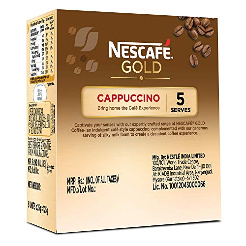 Nestlé India Limited Nescafe Gold Cappuccino, 5 Sachets x 25g, 125g