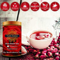 Exotic Aromas Rose Green Tea (50G Serves 25 cups), with rose petals for good skin, hair, soothes menstrual cramps and weightloss