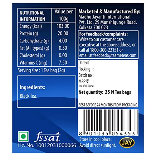 TE-A-ME Elevate Darjeeling Black Tea, 25 Tea Bags | Premium Black Tea | Light Strength, Delicate and Subtle