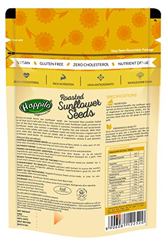 Happilo Premium Roasted & Salted Sunflower Seeds, 250g | Dry Roasted Sunflower Seeds for Eating | Healthy Diet Snacks | High in Fibre & Protein | Oil-Free | Rich in Superfood & Antioxidant