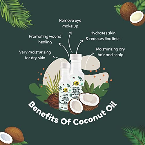 5:15PM Virgin Coconut Oil Cold Pressed, For Hair, Skin and Cooking, Raw & Unrefined, 200 ml