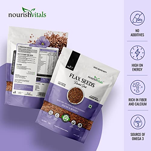 Nourishvitals Flax Roasted Seeds, 200g - 100% Natural & No Added Preservatives, Rich in Fiber and Calcium, Source of Omega 3