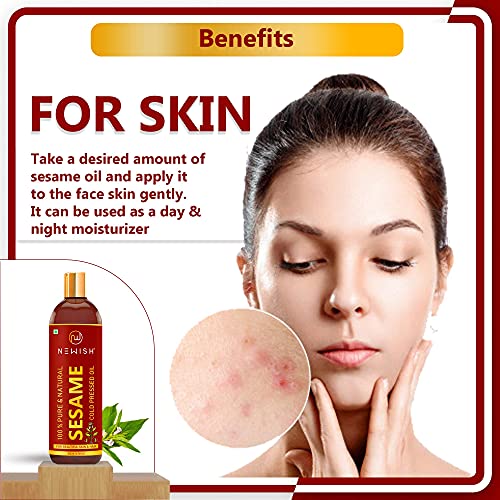 Newish® Cold Pressed Sesame oil for Hair, Skin and Massage (Til Ka Tel / Til Oil) 200ml - 2