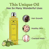 Aloe Veda Distil 100% Pure Cold-Pressed Castor Oil for Hair Growth, Skin Care, Moisturising Dry Skin, Nails, Eyelash, 200ml