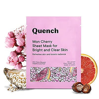 Quench Botanics Mon Cherry Sheet Mask for Bright and Clear Skin | Made in Korea | Sheet Mask Drenched with Serum | Brightens Skin and Boosts Radiance | with Cherry Blossom, Grapefruit, Pearl, Olive Oil and Babassu Seed Oil