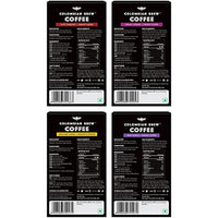 COLOMBIAN BREW COFFEE Hazelnut, Caramel, Vanilla and Pure Instant Coffee Powder, No Sugar Vegan, 4 X 50g