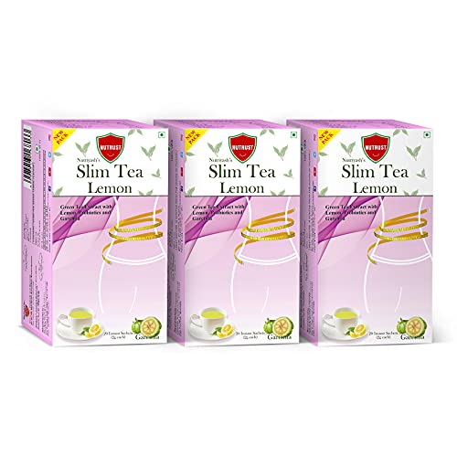 Nutrust Slim Tea Garcinia and Probiotics - Lemon, 20 Sachets (Pack of 3)