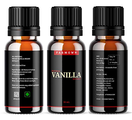 FarmOwn Natural Real Vanilla Extract 30 ml Essence for Cooking, Baking, Food, Milk, Ice Cream, Cake