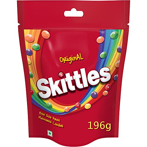 Skittles Original Chewy Fruit Candy Pack (Lemon, Apple, Grape, Strawberry and Orange), 196 g