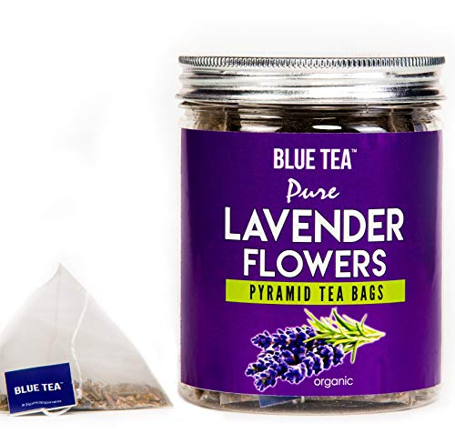 BLUE TEA- Lavender Flowers from Kashmir (30 Cups - 30 Pyramid Tea Bags | For Tea, Baking, Crafts, Sachets, Baths, Aromatherapy, Oil Infusions, Tinctures