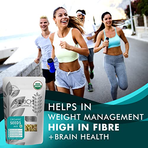 Sorich Organics 6-in-1 USDA Organic Seeds Mix - Mixture of Chia, Pumpkin, Sunflower, Flax Seeds and many more for Weight Management - 200 Gm - Healthy Seeds for Eating | Diet Snacks | Vegan | Gluten Free