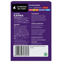 Cambridge Tea Party Kashmiri Kahwa 30 Tea Bags, Saffron Almond Cardamom Clove Pepper Cinnamon Rose Tulsi Green Tea, cleanse, detox, cold relief, weight loss, slim, skin glow), White