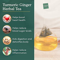 VAHDAM, Organic Turmeric Ginger Powerful Superfoods - 50 Herbal Tea Bags | Powerful Wellness & Healing Properties of Turmeric & Ginger | 100% Natural | Brew as Hot or Iced Tea