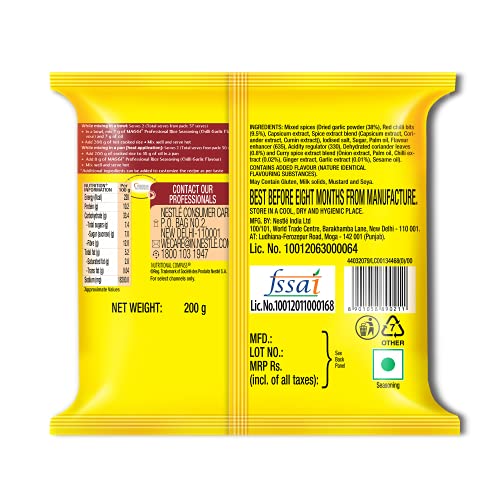 Maggi Professional Rice Seasoning, Chilli Garlic Flavour - 200g Pouch, 200 g