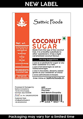 Sattvic Foods Pure Unrefined 100% Natural Coconut Sugar (250 g)