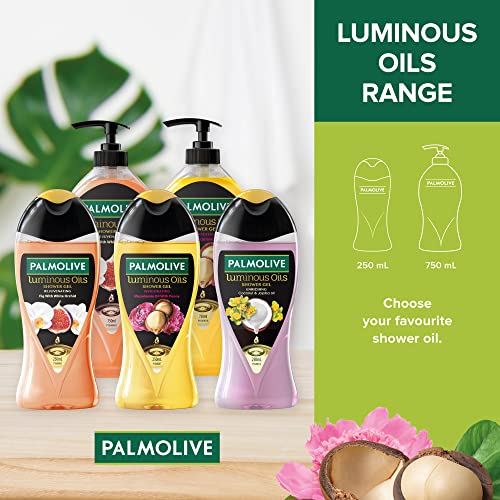 Palmolive Luminous Oil Invigorating Body Wash for Women, Gel Based Shower Gel with 100% Natural Macadamia Oil & Peony Extracts - pH Balanced, No Parabens, No Silicones, 250 ml Bottle