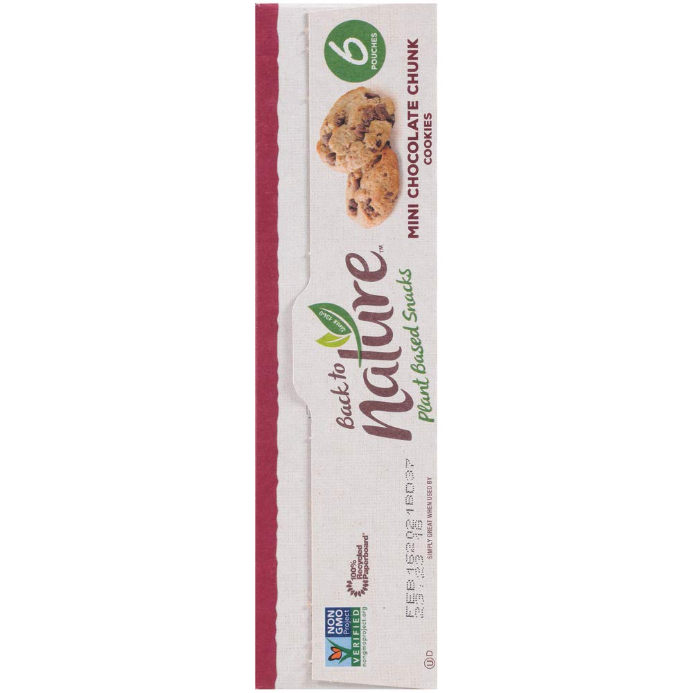 Back to Nature Non-GMO Cookies, Mini Chocolate Chunk, 1.25 Ounce Grab & Go Bags, 6 Count