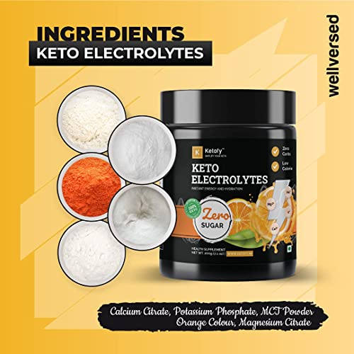 Ketofy - Keto Electrolytes (200g) | Sugar Free electrolytes for Optimal Hydration | Energy Drink | Orange Flavour | Workout for Men and Women