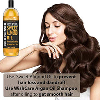 WishCare® Pure Cold Pressed Sweet Almond Oil for Hair Growth and Glowing Skin & Face - 200ml