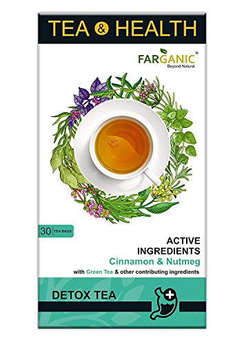 FARGANIC Detox Green Tea for Weight Loss and Skin Glow. 15 Days Detox Plan (30 Tea Bags) Tea and Health Series with Active Ingredients (Pack of 2)